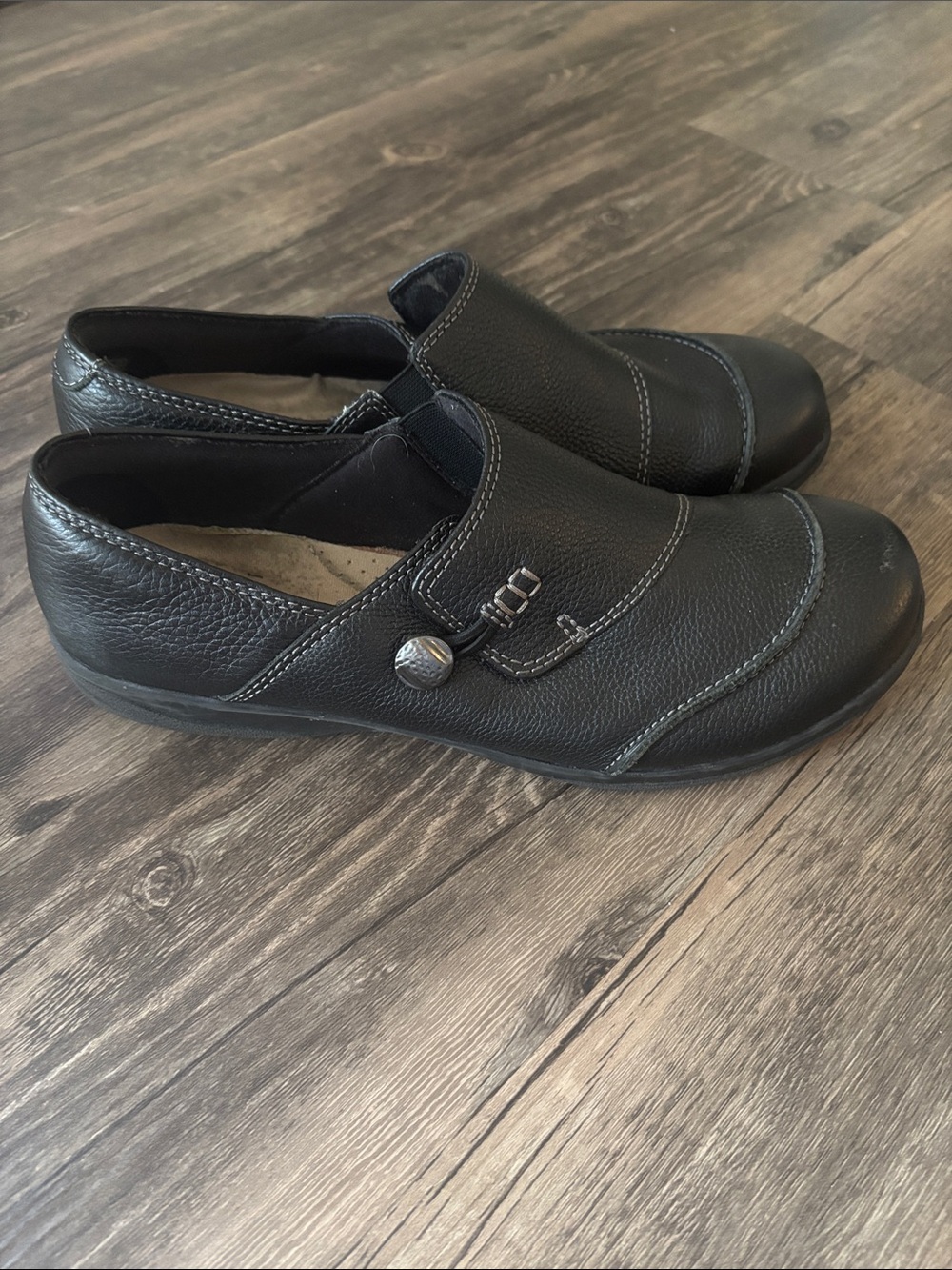 Clarks Cheyn Misha Loafers Women's Size 9.5 Black Leather Comfort Shoes